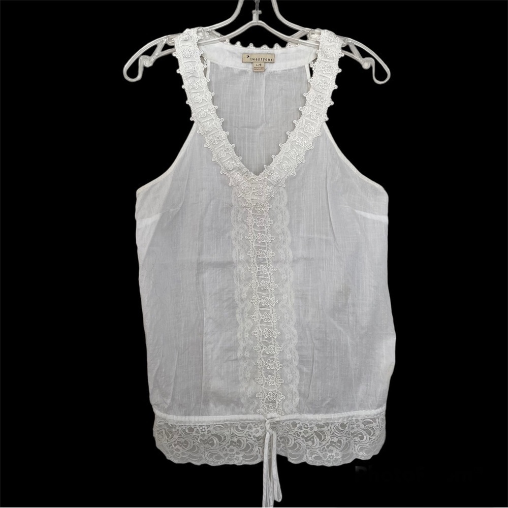 Twenty One Lace Sleeveless Tank Blouse Top Ivory Size Large